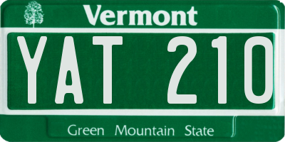 VT license plate YAT210