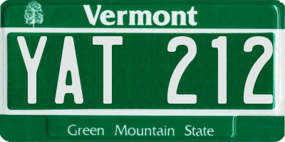 VT license plate YAT212