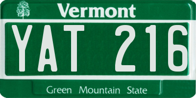 VT license plate YAT216