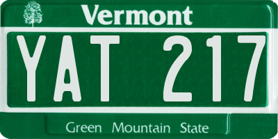 VT license plate YAT217