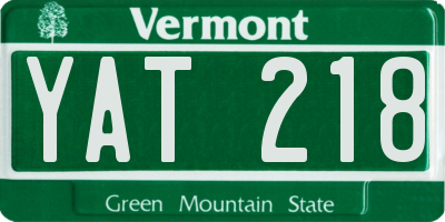 VT license plate YAT218