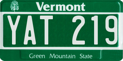 VT license plate YAT219