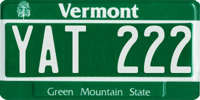 VT license plate YAT222