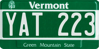 VT license plate YAT223