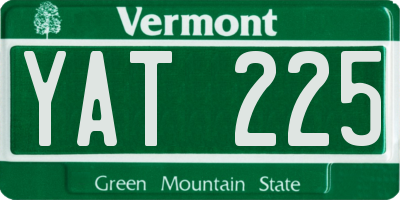VT license plate YAT225