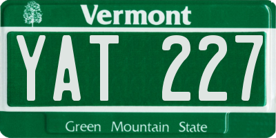VT license plate YAT227