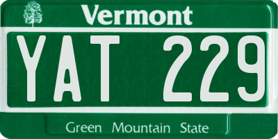 VT license plate YAT229