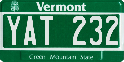 VT license plate YAT232