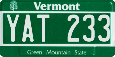 VT license plate YAT233