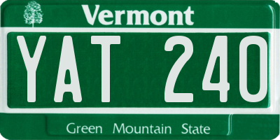 VT license plate YAT240