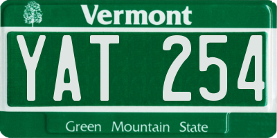 VT license plate YAT254