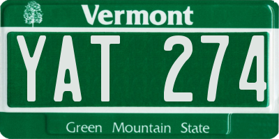 VT license plate YAT274