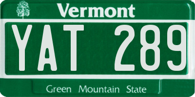 VT license plate YAT289