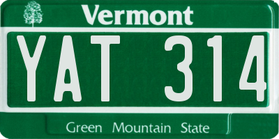 VT license plate YAT314