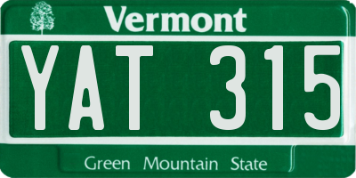 VT license plate YAT315