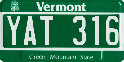 VT license plate YAT316