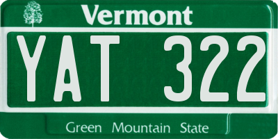 VT license plate YAT322