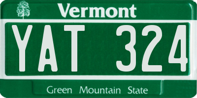VT license plate YAT324