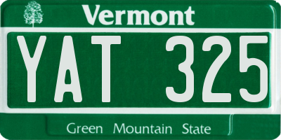 VT license plate YAT325