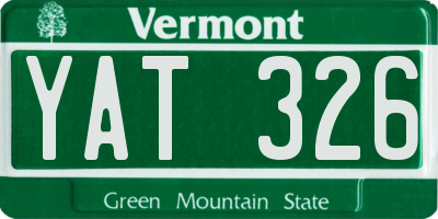 VT license plate YAT326