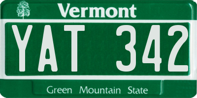 VT license plate YAT342
