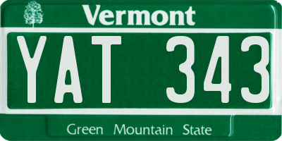 VT license plate YAT343