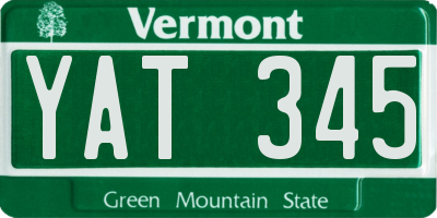 VT license plate YAT345