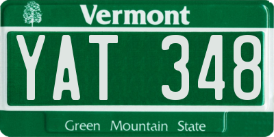 VT license plate YAT348