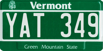 VT license plate YAT349