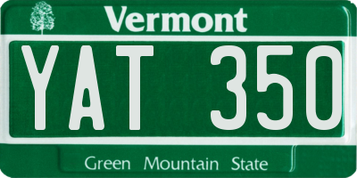 VT license plate YAT350