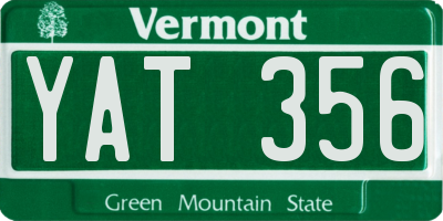 VT license plate YAT356