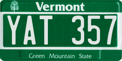 VT license plate YAT357