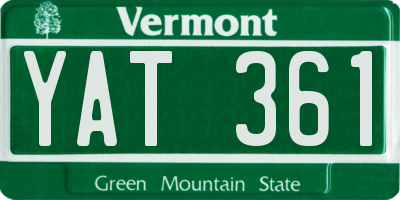 VT license plate YAT361