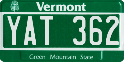 VT license plate YAT362