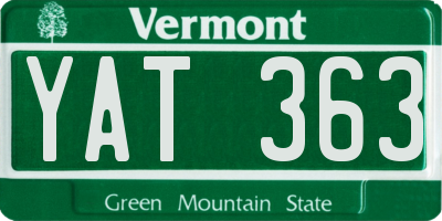 VT license plate YAT363