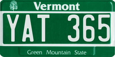 VT license plate YAT365