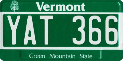 VT license plate YAT366