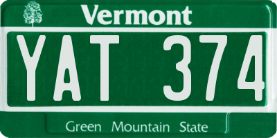 VT license plate YAT374