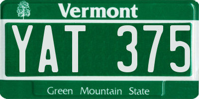 VT license plate YAT375