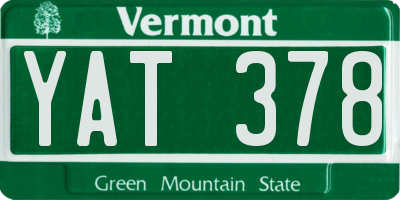 VT license plate YAT378