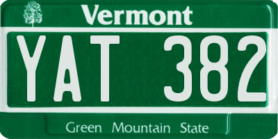 VT license plate YAT382