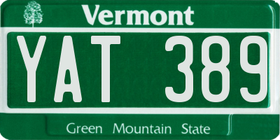 VT license plate YAT389