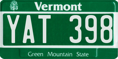 VT license plate YAT398