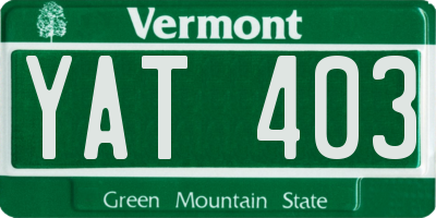 VT license plate YAT403
