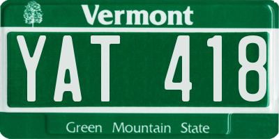 VT license plate YAT418