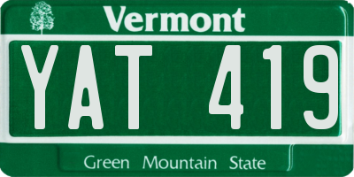 VT license plate YAT419