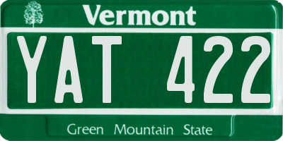 VT license plate YAT422