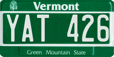 VT license plate YAT426