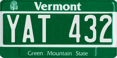 VT license plate YAT432