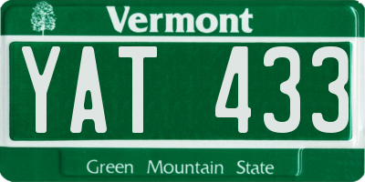 VT license plate YAT433